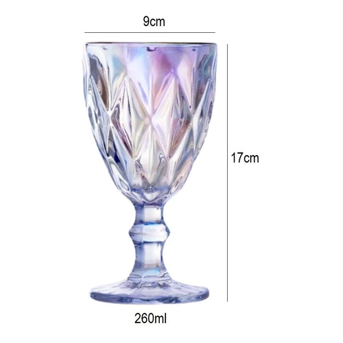 Jogo de 6 Taças de Vidro Diamond Transparente Ambar Furta Cor Verde Azul Fume Bico De Jaca 330ml - Imagem 4