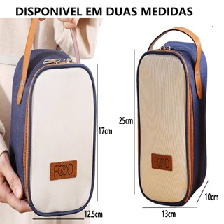 Bolsa Térmica 21x13x10cm Portátil Lancheira Impermeável Com Alça Ou 17x12.5x9cm Porta Marmita Trabalho Estudante Organizadora Multiuso Universal
