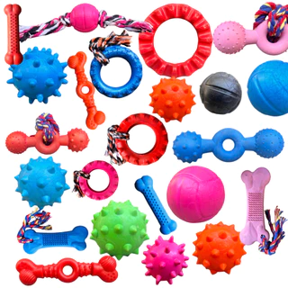 Kit Brinquedos Mordedores Para Pet Cachorro Massageador Bolinha Ossinho Corda Bola Cães Cachorro