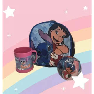 Kit Bolsa de costas L.Stitch + Bola + caneca surpresa em Oferta na Shopee