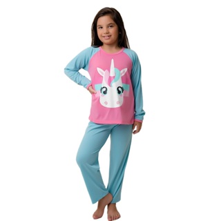 Pijama Kids Diones Calça e Camiseta Manga Longa Estampada Menina Infantil Modelo Clássico em Oferta na Shopee