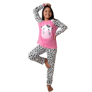 Pijama Gola Redonda Infantil Feminino Diones Camiseta Manga Comprida e Calça Estampada Menina em Oferta na Shopee