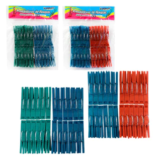 Conjunto de Prendedores Resistente de Roupas com 24 Unidades por Pacote Forte Leve para Estender Roupas Lavanderia Colorido Plástico Econômico Ergonômico