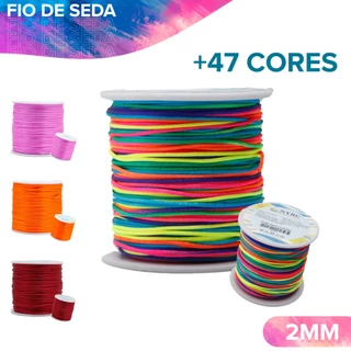 Fio De Seda Várias Cores - Cordão Rabo De Rato 2 Mm Rolo Com 50 Metros - BNVT