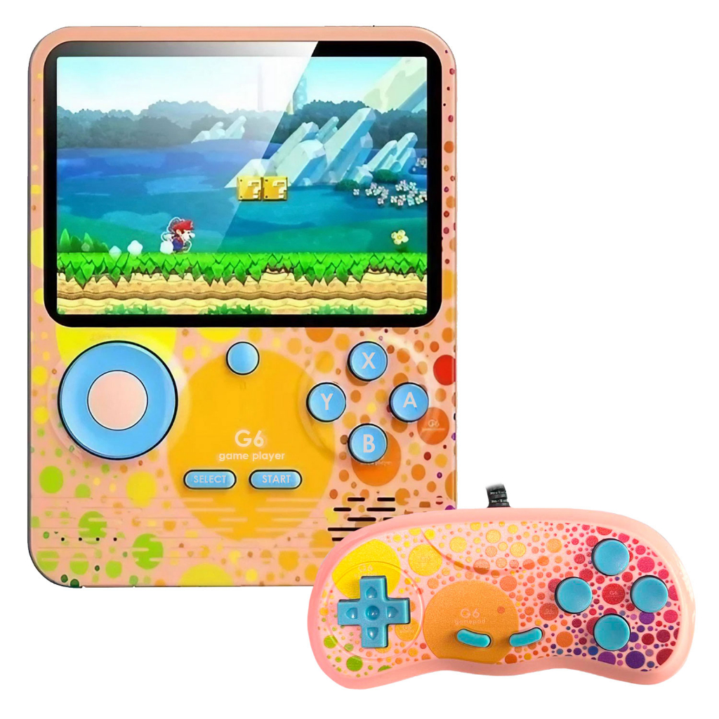 Console G6 Game Box - Carregador Portátil 6000mAh - Com Controle - Rosa ...
