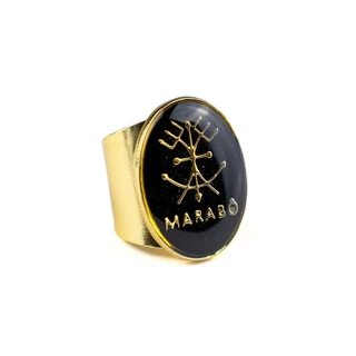 Anel Ajustavel Exu Marabo 2,70 cm Dourado Metal