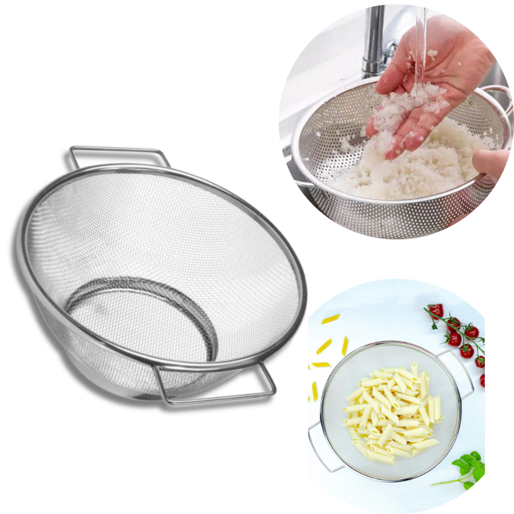 Escorredor de Macarrão Inox Grande Multiuso Maleável com Alça para Cozinha