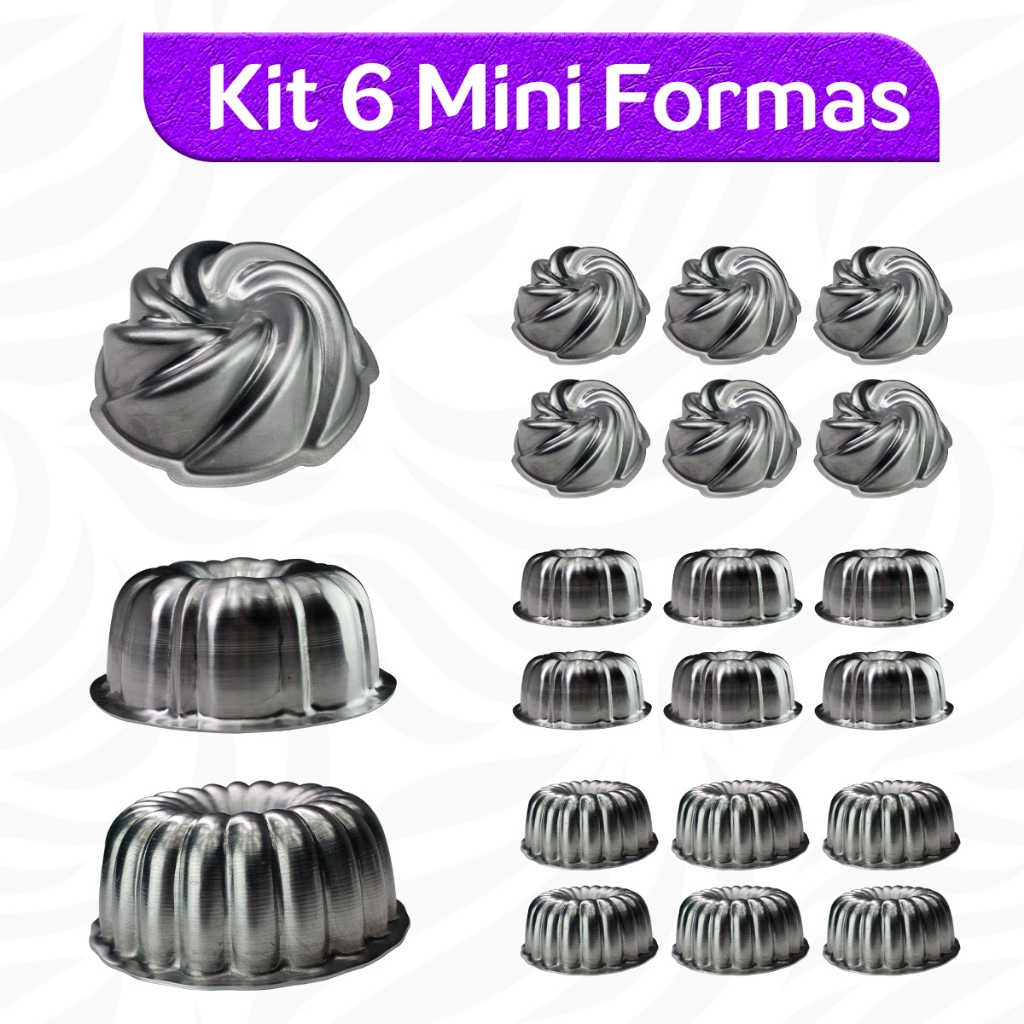 Kit 6 Forma Mini Bolo Vulcao Decorada 9x4 Gomada