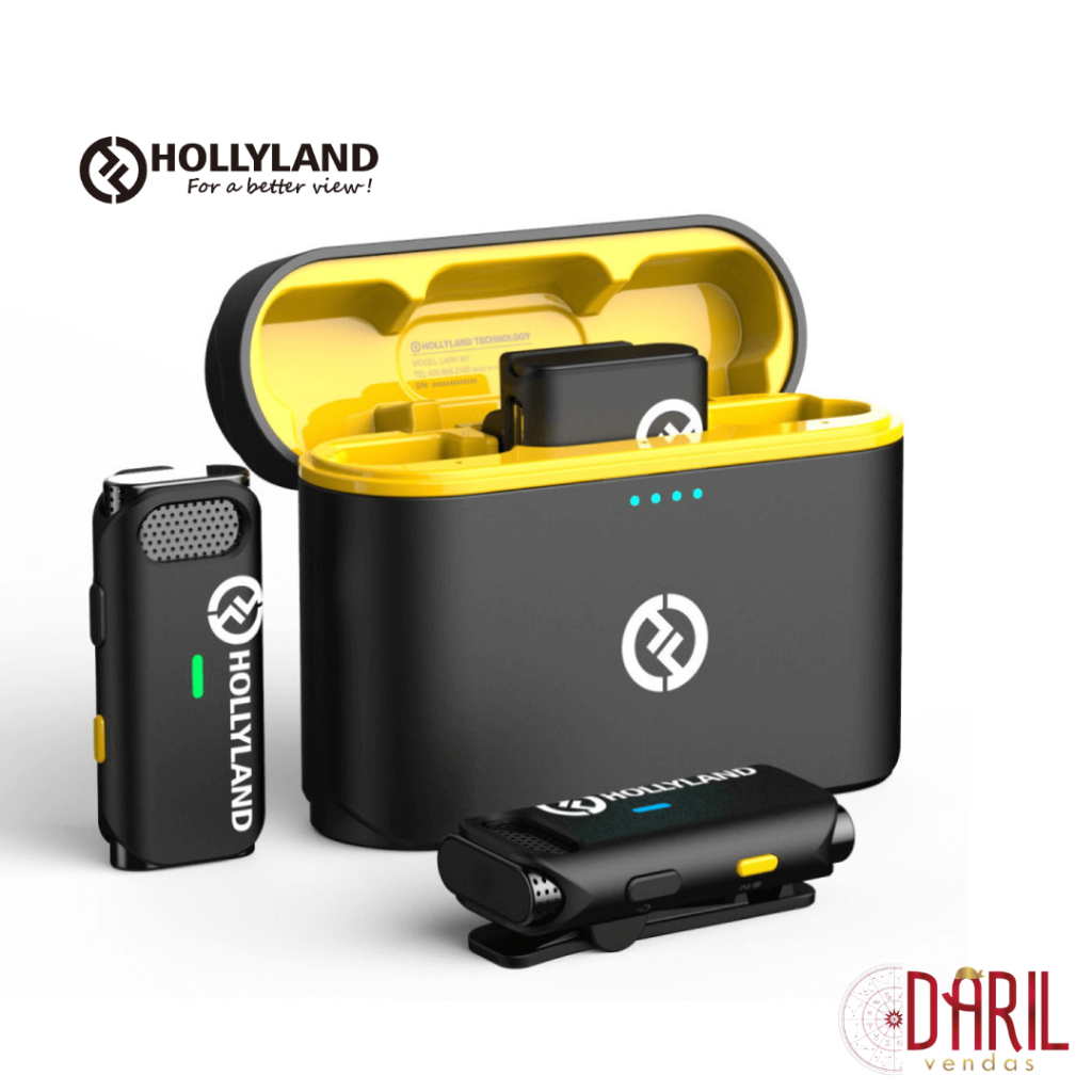 Microfone de Lapela Profissional Duplo Hollyland Lark M1 Bateria 20 horas Alcance Até 200m