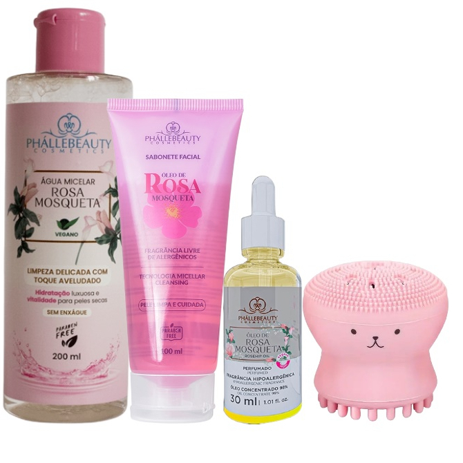 Kit Skin Care Rosa Mosqueta com 4 itens da PhálleBeauty | Shopee Brasil