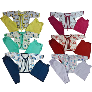 Kit Bebe Com 3 Conjunto Pagão Menino Menina Recém-Nascido
