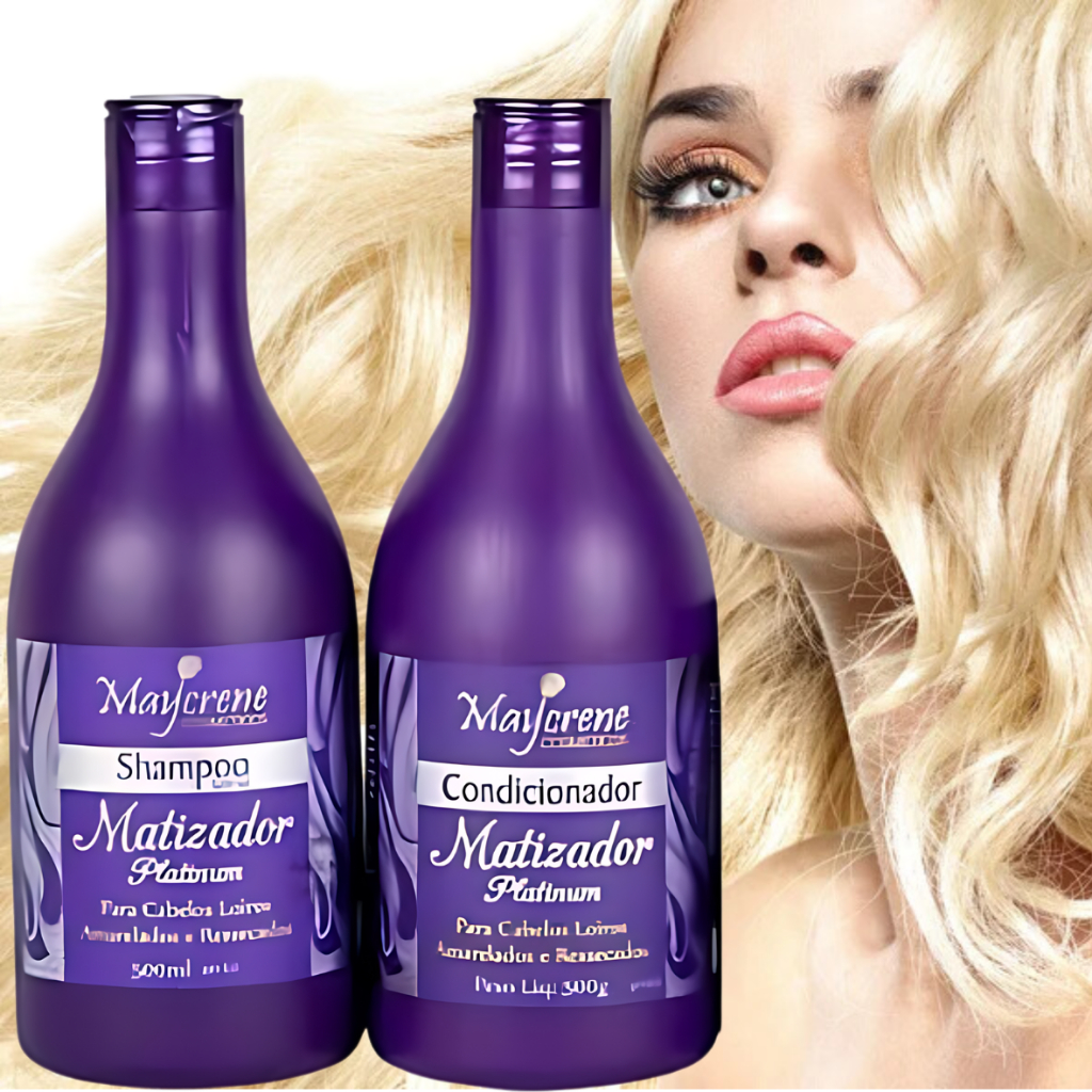 Kit Matizador Cabelos Loiros Shampoo/Condicionador Platinum 500ml Cada ...