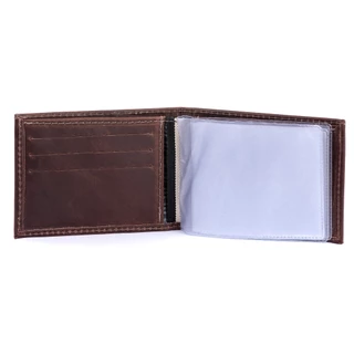 Carteira Masculina Slim Couro Legitimo Com Plastico Rg Cnh Cedulas