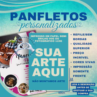 Panfletos Personalizados 10x14 - Papel SemiBrilho 90g ou Fotográfico 115g - Sem bordas - Panfleto Impresso