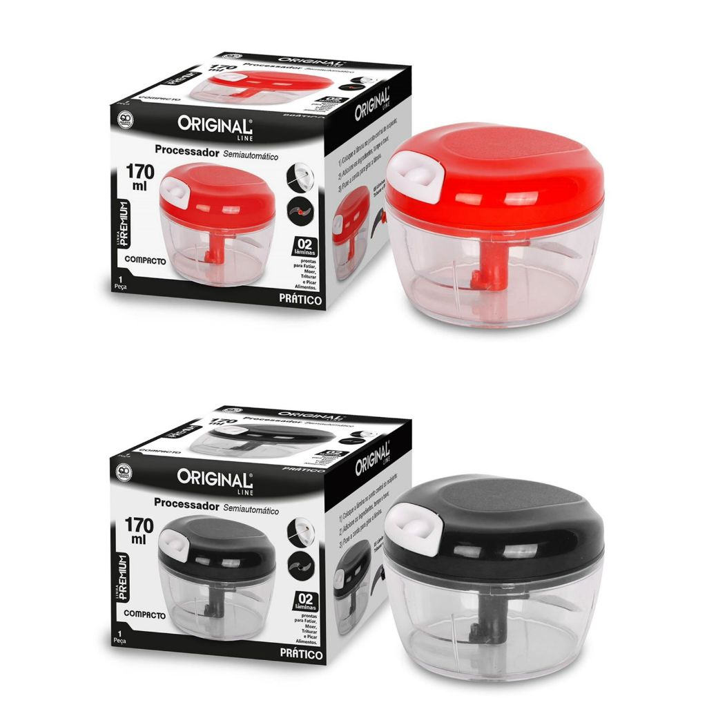 Mini Processador de Alimentos com 2 Lâminas em Aço Inox- 170