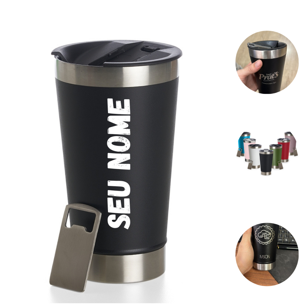 Copo Termico Inox Tampa Abridor - Frio & Quente