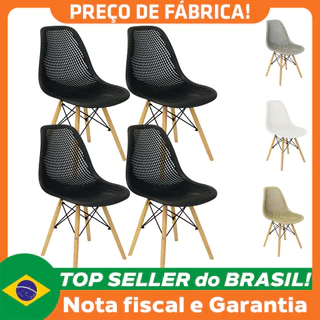 Kit 4 Cadeiras Colmeia Furadinha Heloisa Maglia Eloá Charles Eames Eiffel Base Madeira