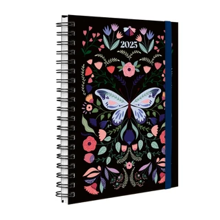 Agenda Planner Semanal Plus 2025 Capa Dura Butterfly Preto Azul