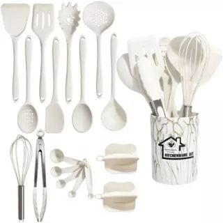 Kit Utensílios Silicone Para Cozinha Alto Padrão Luxo Jogo 18pç Resistente Altas Temperaturas