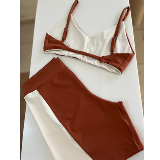 Conjunto Lua Costas Nua Marrom e Branco Poliamida reforçado