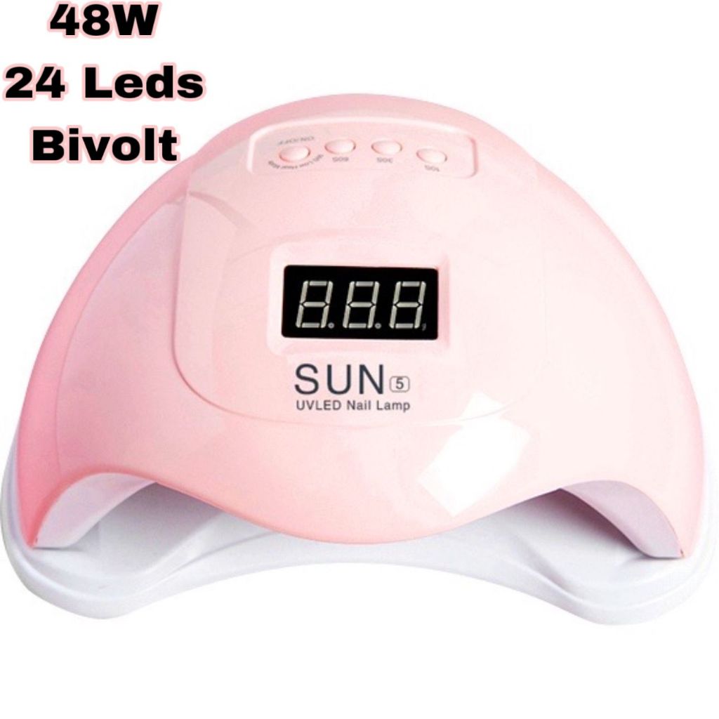 Cabine de Unha 48w Uv em Gel 24 Led Profissional Acrigel Porcelana Sun 5 Digital