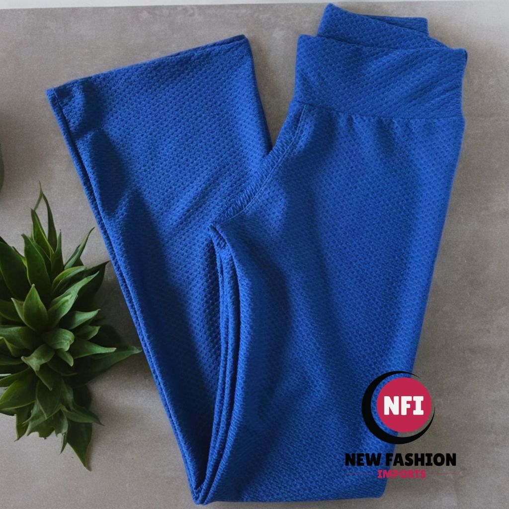 Calça Flare Feminina Bailarina Colmeia Casual Cintura Alta