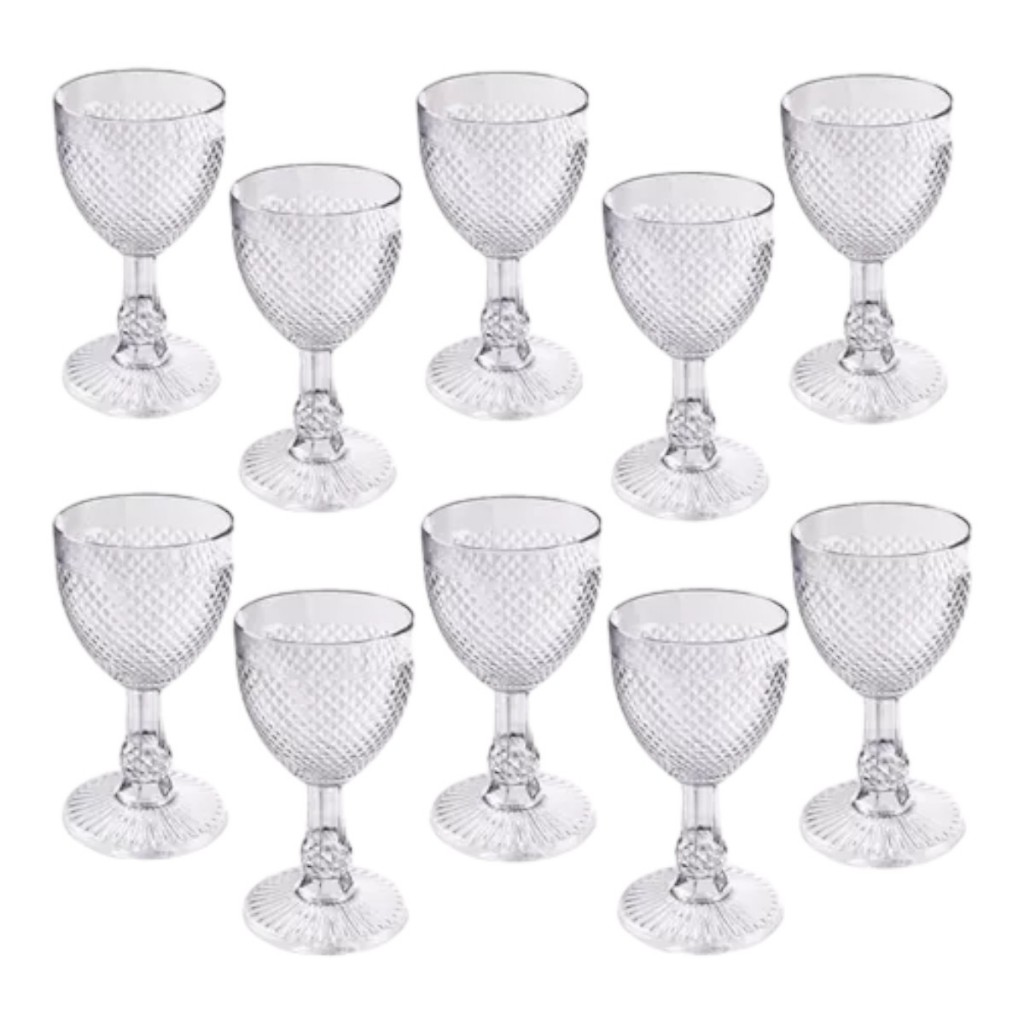 Jogo De 10 Taças Para Água/vinho Bico De Jaca 320ml