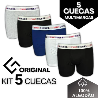 KIT 5 CUECAS BOXER ALGODÃO PREMIUM