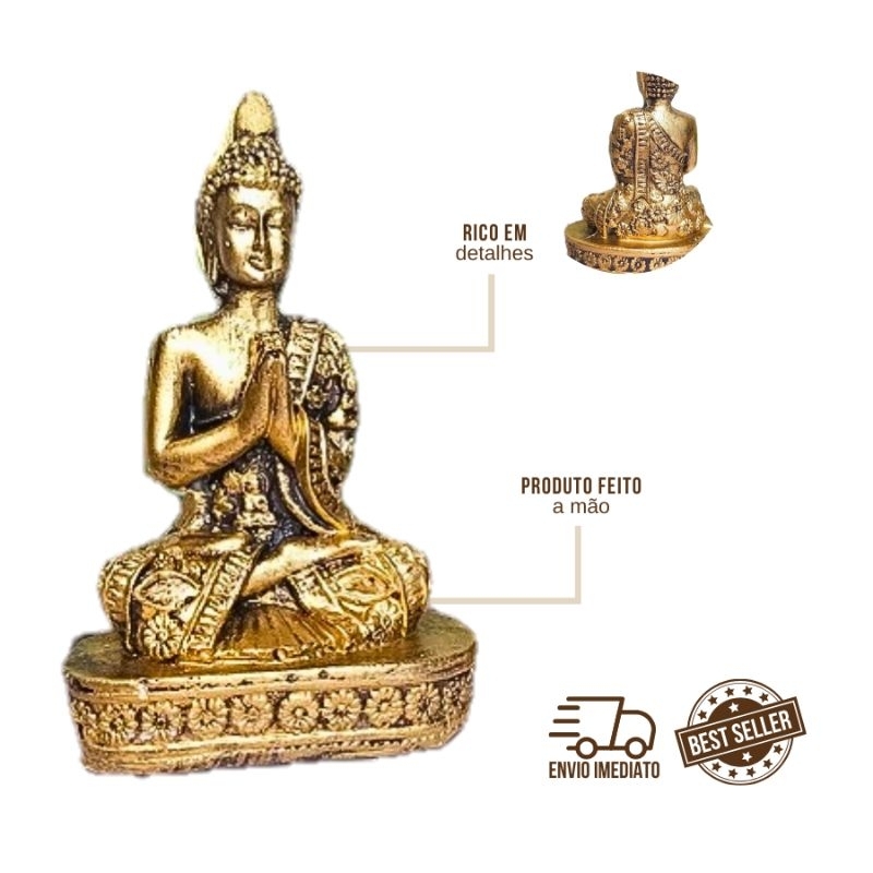 Estátua Buda Hindu meditando dourado