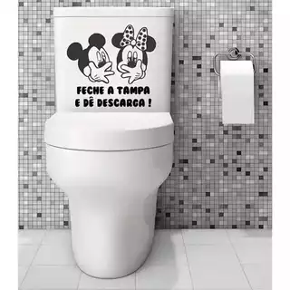 Adesivo Criativo e Decorativo Divertido vaso sanitário Mickey e Minnie