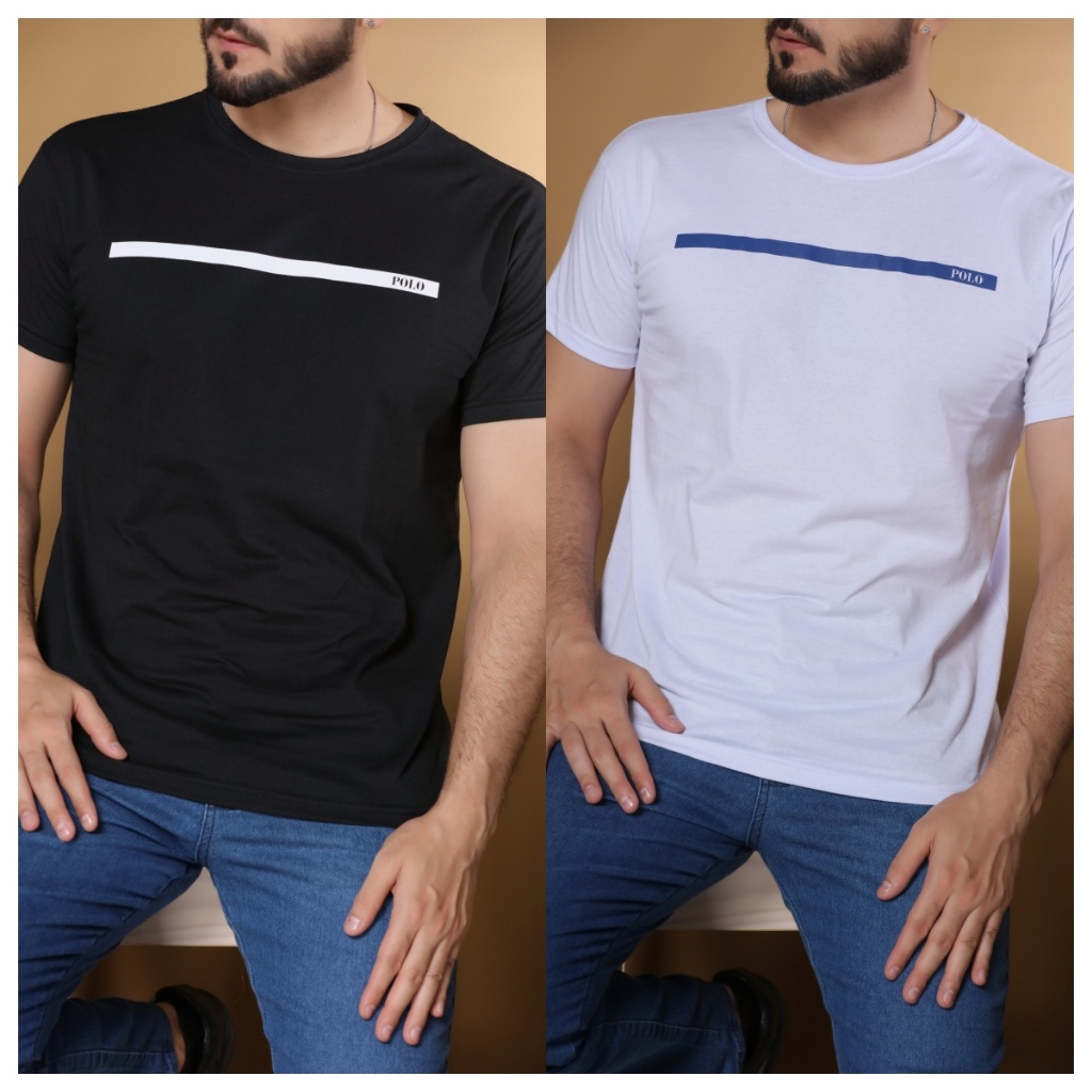 KIT Camisetas Masculina Manga Curta listra fio 30.1 100% Algodão