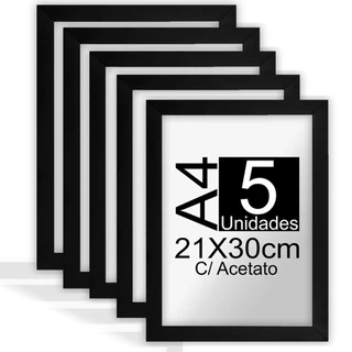 Kit 5 Molduras A4 para Certificados Com Acetato