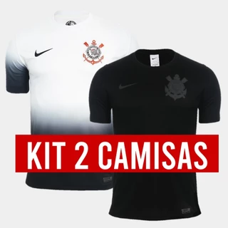 Kit 2 Camisas Do Corinthians 24/25 Branca + Preta - Tailandesa - Lançamento Pronta Entrega