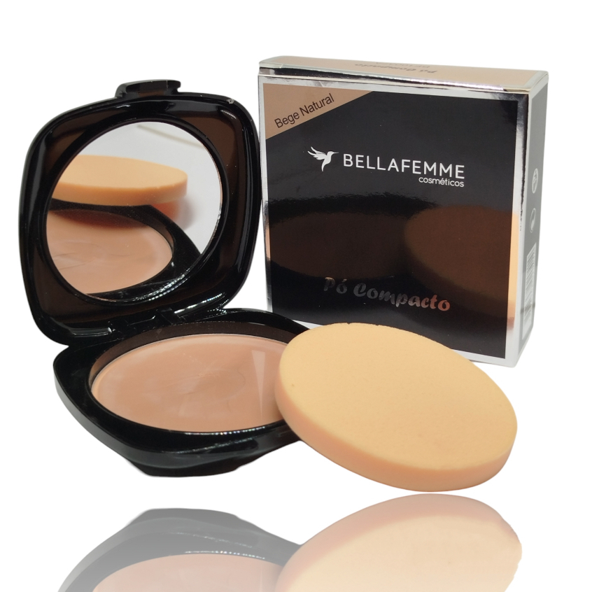 Pó Compacto Luxo com Espelho e Esponja - Bella Femme | Shopee Brasil