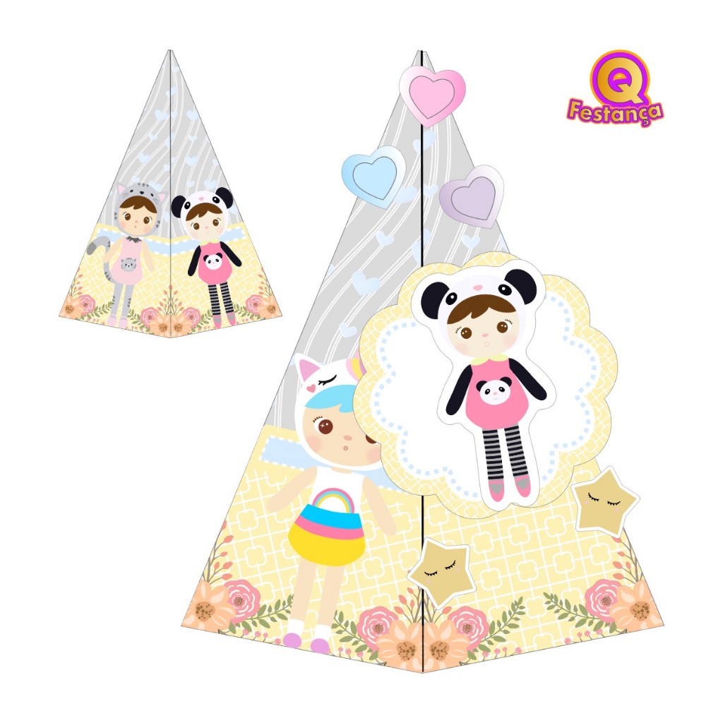 Caixa Cone Boneca Metoo Jimbão com Aplique 3D - Decoração Boneca de ...