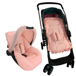 Capa de Carrinho e Capa Bebe Conforto Com Protetores de Cinto e Capota em Oferta na Shopee