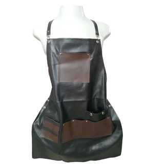 Avental para Pintor Pintura Profissional Profissional Ajustável Courino com Bolsos - Preto ou Marrom