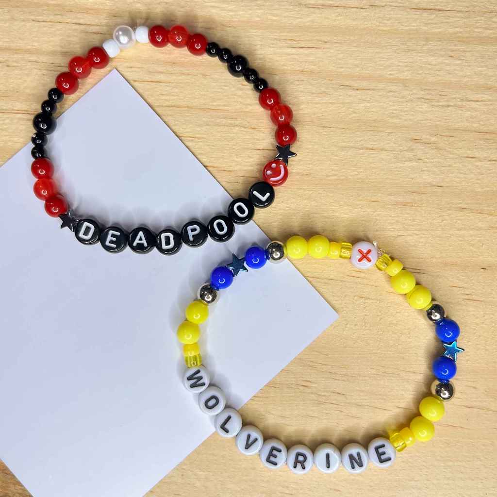 Kit Pulseiras Deadpool & Wolverine Miçangas