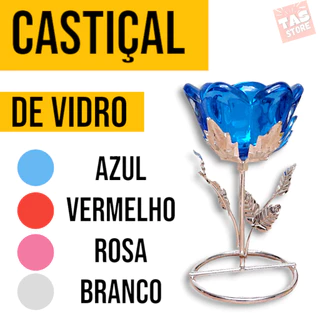 Castiçal Porta Velas de Vidro em formato de Flor 13cm Decoração