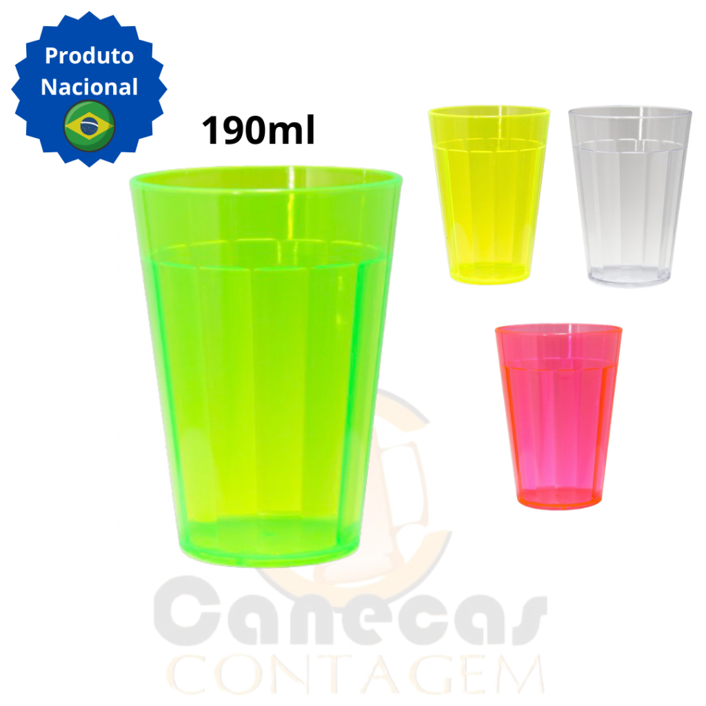 10 Copos Lagoinha / Americano / Brasileirinho 190ml LISO Várias Cores