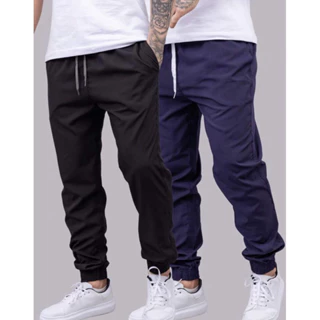 Kit 2 Calças Jogger Elastano Premium Lisas Unisexx Academia Passeio