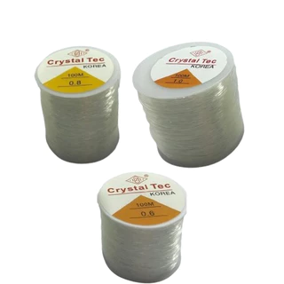 Fio de Silicone Elástico Transparente - Para Pulseiras e outros - 1mm/0,8mm/0,6mm - Rolo com 100 Metros