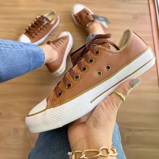 Tênis All Star De Couro Várias Cores Do 34 Ao 43 Sola De Borracha Vulcanizada Palmilha De Gel