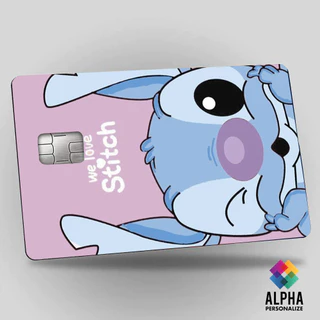 Adesivo para cartão Stitch We Love Rosa Disney Desenho Cartão de Debito Privacidade Skin