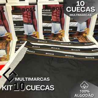 kit 10 cuecas boxer algodão cotton premium