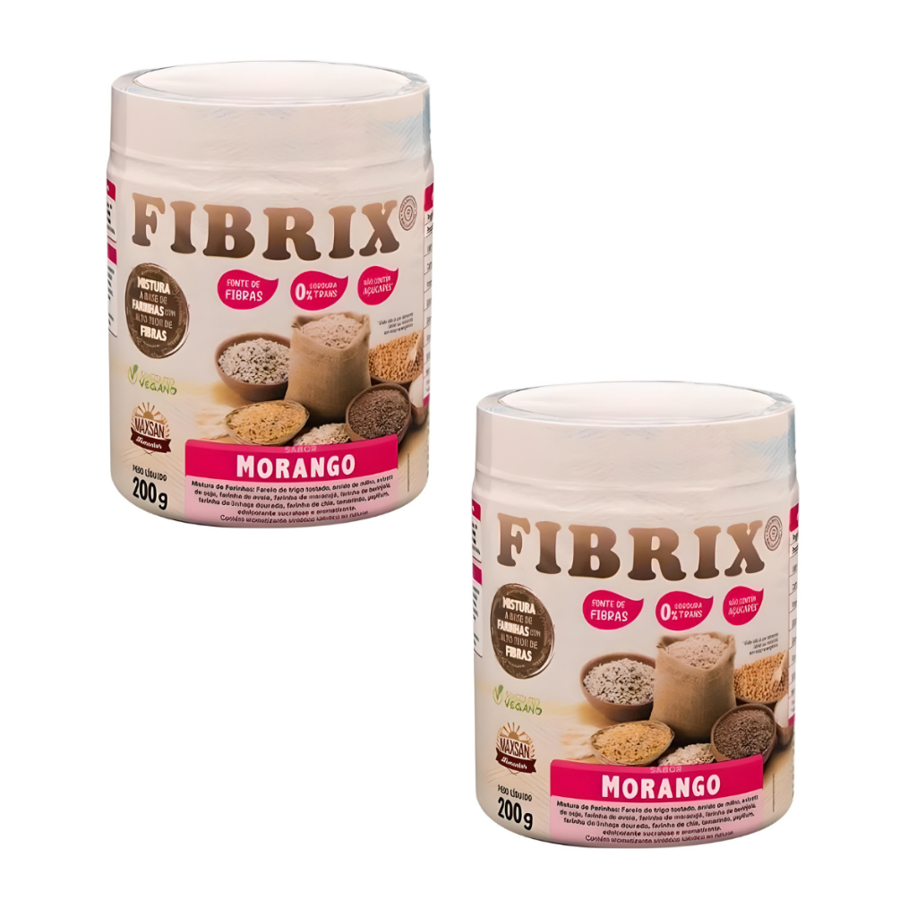 Kit 2 FIBRIX SABOR MORANGO Regulador Intestinal vegano 200gr | Shopee ...