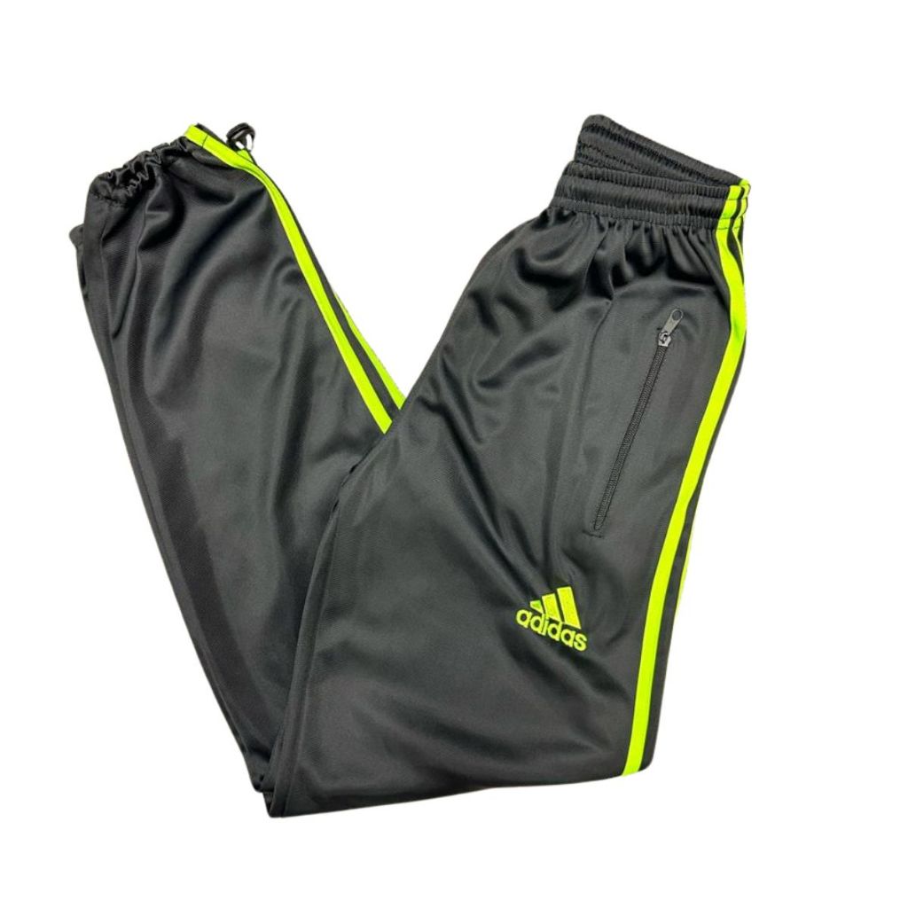Calça Moletom Chimpa listrada Flanelado Verde Florecente com Zíper Confortável