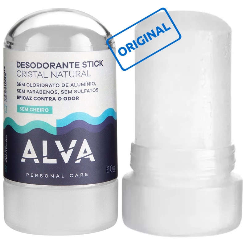Alva Desodorante Cristal Natural Stick 60g pedra sal sem cheiro ...