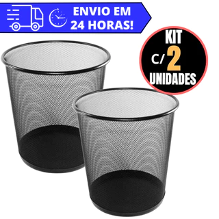 Kit 2 Lixeiras Metal Aramado Cesto Lixo Reforçado 12L Escritório