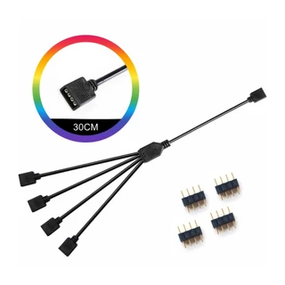 Cabo Splitter 1 Para 4 Hub Rgb 4 Pinos 12v Pc - Compatível com fitas de Led, Fans, Water cooler, dissipadores, etc.